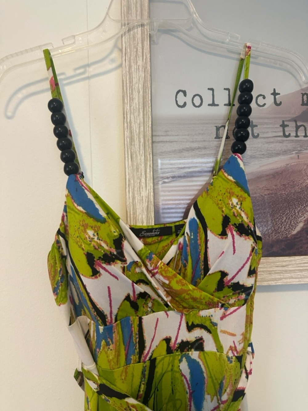 NWOT Size Small Essentials by Milano Green Floral Maxi Dress - Picture 3 of 4